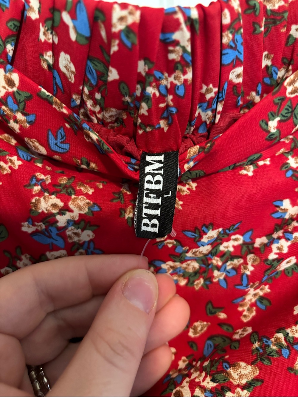 Amazon Red Floral High-Low Ruffle Skirt - Picture 8 of 8